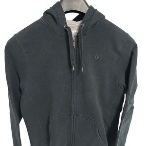 Champion Hooded Pullover Full Zip Sweatshirt Size YXL Black Thick